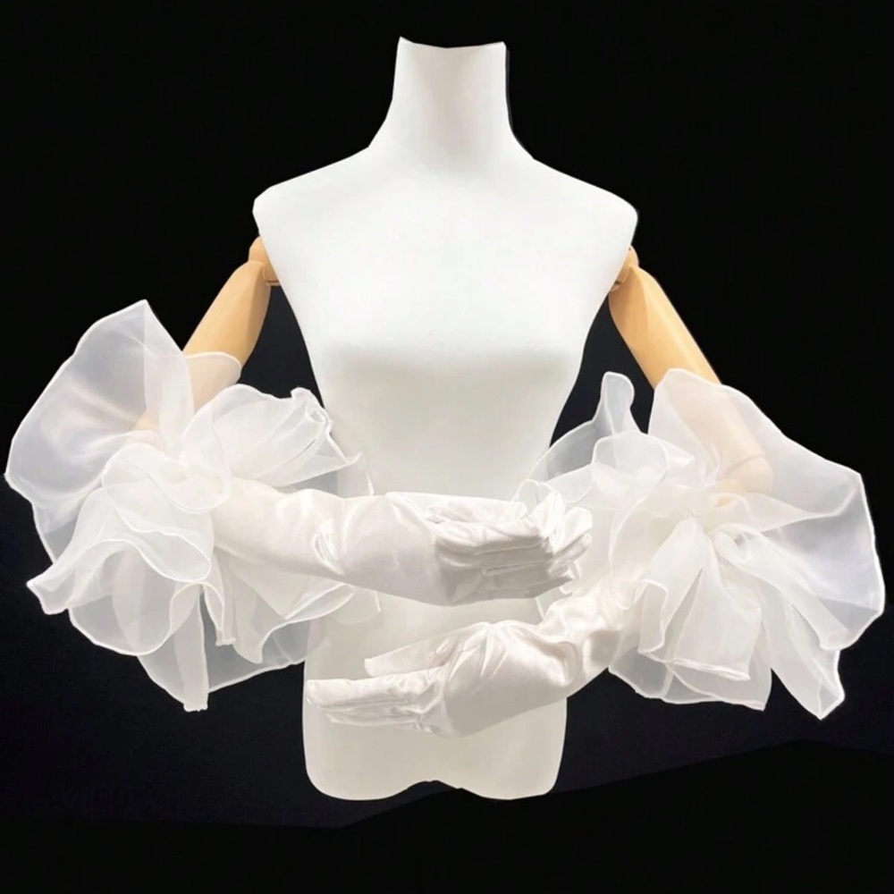 SHEIN White Sheer Ruffle Gloves